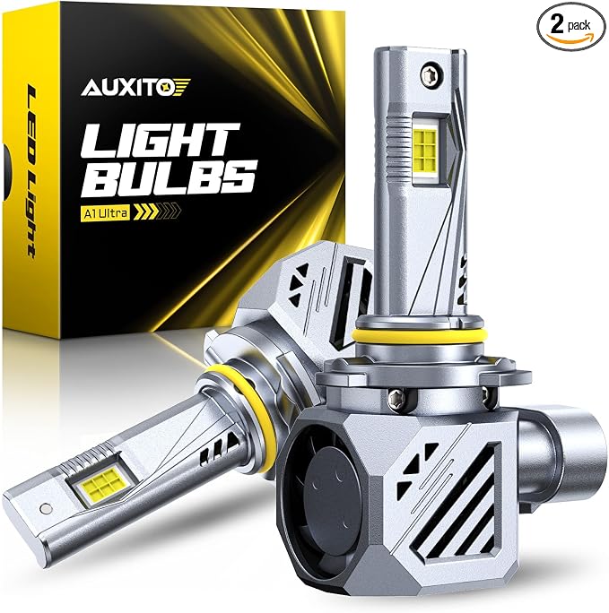 AUXITO 9005 HB3 LED Bulbs, 60,000LM 6500K Cool White, 20-Year Long Service Life with Cooling Fan, Plug and Play Light Kit, Pack of 2