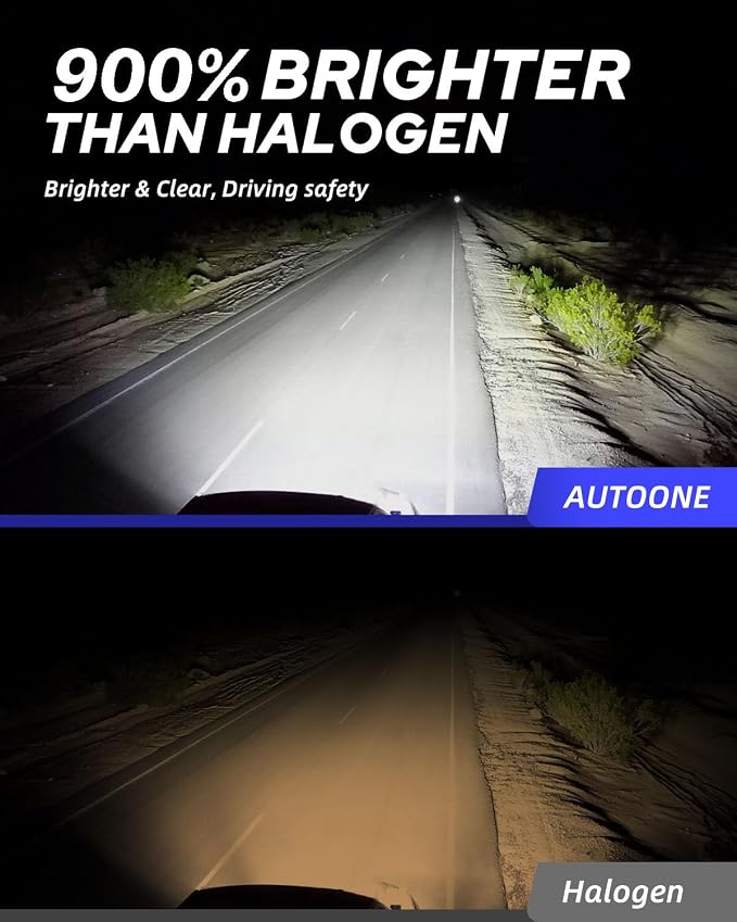 AUTOONE HB3 9005 Light Bulbs, Fanless No Flicker 40000LM 6000K Fog Lights Canbus, 10YR Lifespan, Pack of 2