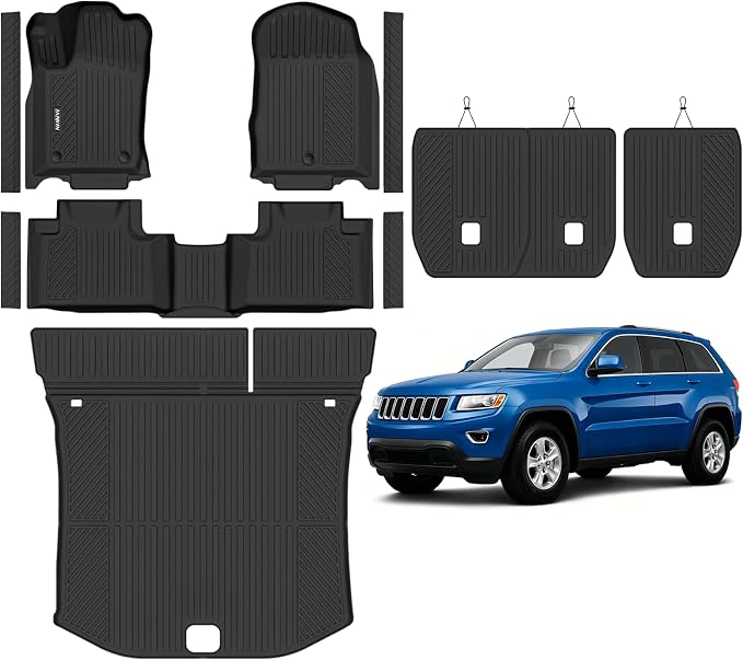 Naibeve Floor Mats for 2011-2012 Jeep Grand Cherokee | All Weather Custom Fit Floor Mats, Cargo Mat, Backrest Mats, Door Sill Guards Interior Protector accessories