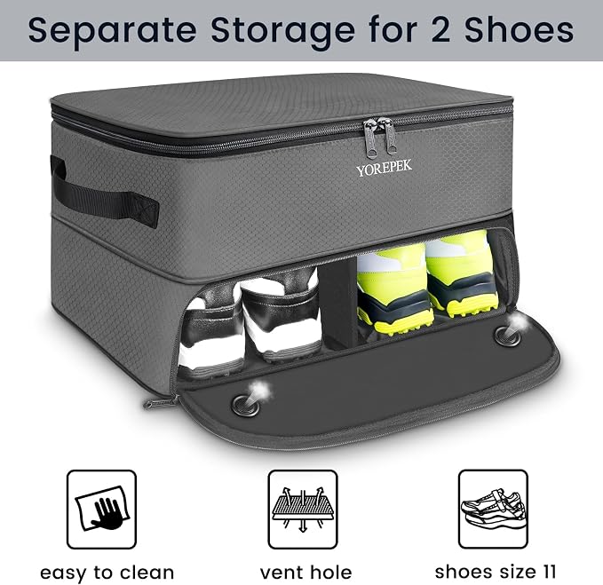 YOREPEK Golf Gifts for Men, 2 Layer Golf Trunk Organizer for 2 Pair Shoes | Waterproof Car Trunk Locker with Separate Ventilated Compartment for Balls, Tees, Clothes, Gloves, Birthday Gifts for Golfers