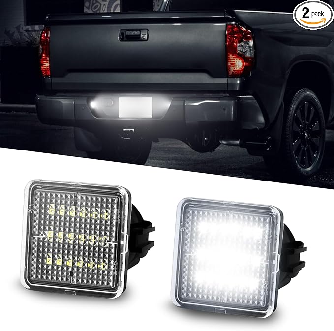 LESAUCE LED License Plate Light for Tacoma 2016-2022 & Tundra 2014-2021 Pickup6000K White, Tag Lamp Assembly Replacement, Pack of 2