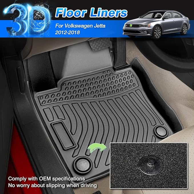 Cartist Floor Mats Custom Fit for Volkswagen VW Jetta 2012-2018 All Weather Floor Liner Front & 2nd Row Car Carpet Protection TPE Odorless