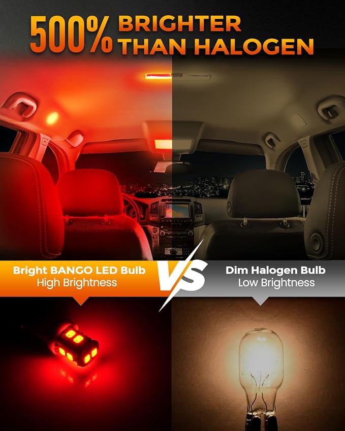 BANGO 24 Pieces Car LED Interior Light Bulbs, Non-Polarity Design with Removal Tool, Suitable for Car Dome Map Door Trunk License Plate Lights, Etc. (Brilliant Red)