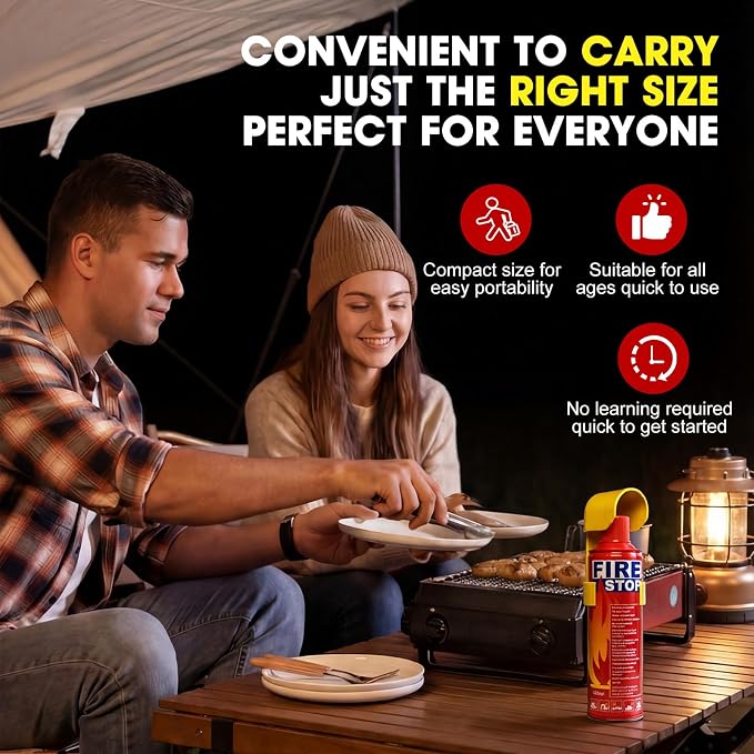 2/4-Pack Fire Extinguisher with Mount Brackets，Portable for Home Kitchen Car Boat，BBQ -Multi-Purpose Protection (2-Pack Fire Extinguisher)
