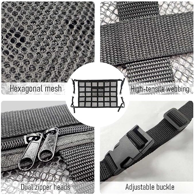 Car Ceiling Cargo Net Pocket for Chevrolet Silverado 1500 2019-2026,Double-Layer Mesh Car Roof Storage Organizer Travel Luggage Organizer Easy to Install