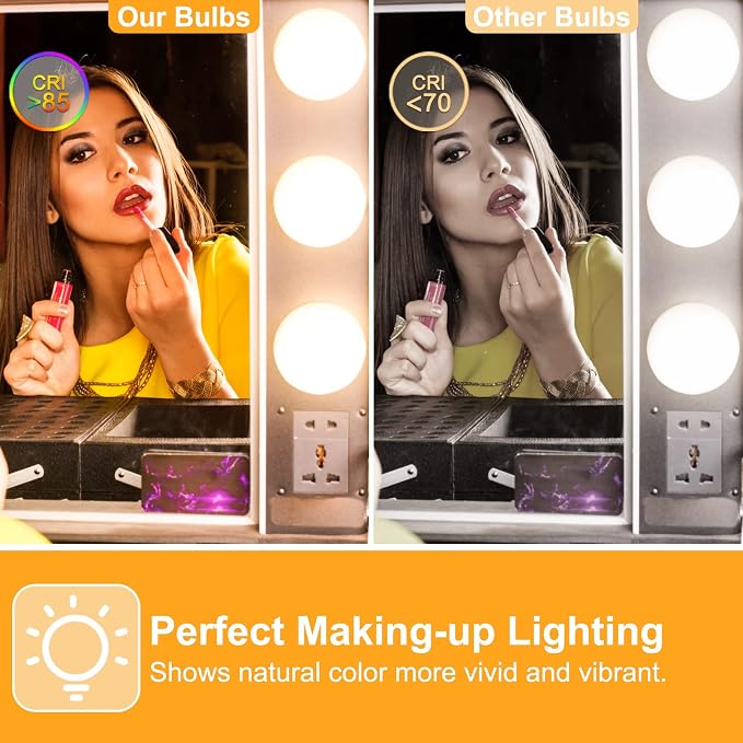 Honesorn Bathroom Light Bulbs 10 Pack, 60 Watt Equivalent, 2700K Warm White Globe Light Bulbs for Vanity Mirror, G25 LED Bulb E26 Base, Round Light Bulb CRI85+, 500LM, 120V, Non-dimmable, 10 Pack