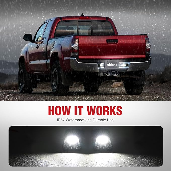 Nilight License Plate Lights Compatible with 1995 1996 1997 1998 1999 2000 2001 2002 2003 2004 Toyota Tacoma Black Housing 6000K White 2PCS Pack