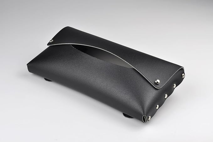 Car Tissue Holder, Tissue Case for Sun Visor, PU Leather Backseat Napkin Holder with Clips (Black)