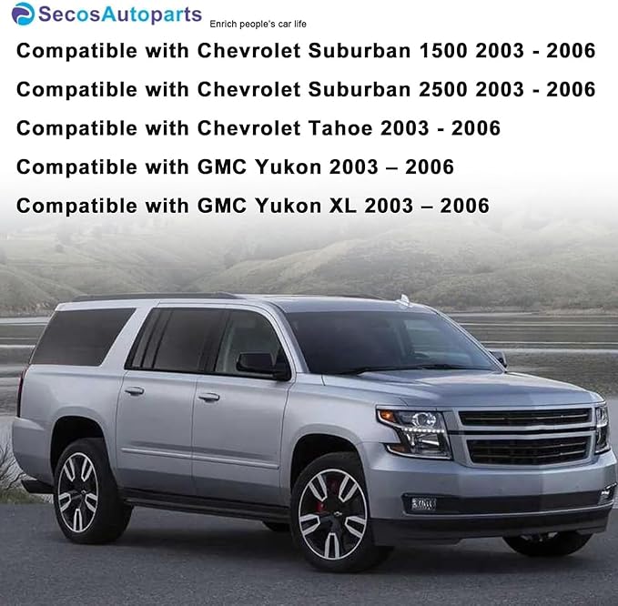 SecosAutoparts Driver & Passenger Bottom & Top Lean Back & Foam Cushion Replacement Leather Seat Cover Tan# 522/ 52i Compatible with Chevy Tahoe Suburban GMC Yukon 1500 2500 2003 2004 2005 2006