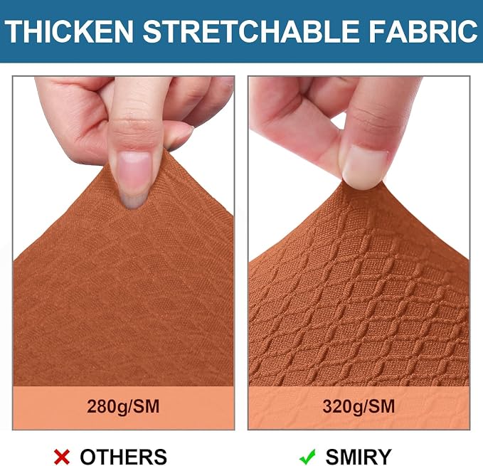 Smiry Waterproof Seat Covers for Dining Room Chairs Set of 2, Stretch Jacquard Removable Washable Chair Seat Slipcovers Protector, No Rear Covers, Rust