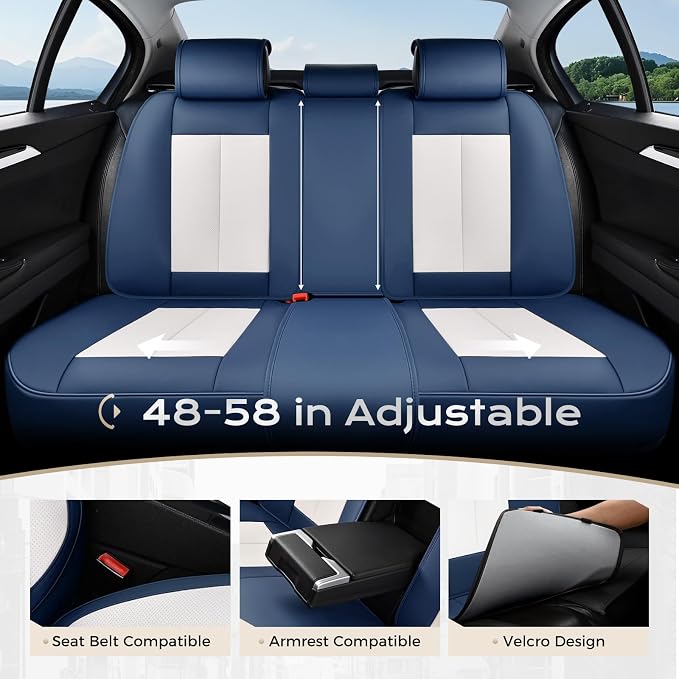 Coverado Car Seat Covers, Seat Covers for Cars, Waterproof Leather Auto Seat Protectors, Leather Car Seat Cushion, Car Interiors Accessories Universal Fit for Most Cars