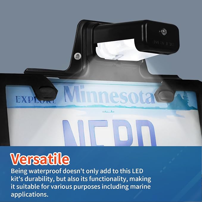 LED License Plate Light Waterproof 12V DC License Tag Light, Steel Bracket Mount with Holder Drainage Hole, 12V DC Waterproof Universal Submersible Tag Lamp for Car Semi Truck RV