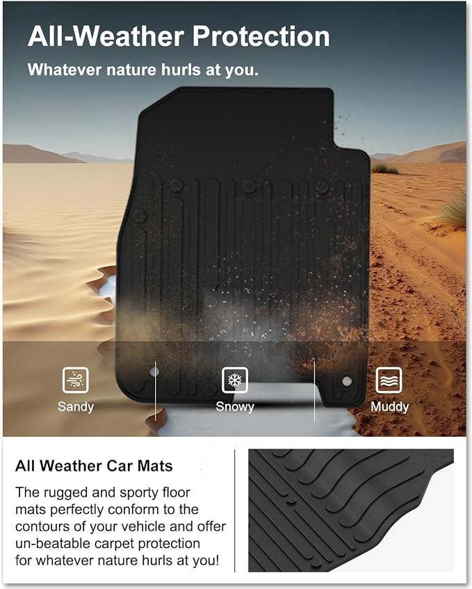 Kiwi Master Floor Mats for 2009-2018 Dodge Ram 1500/2500/3500 Crew Cab | 2019-2024 Ram 1500 Classic Crew Cab, Custom Fit All Weather Car Mat, Heavy Duty TPE Floor Liners, Front Rear 2 Row Set, Black