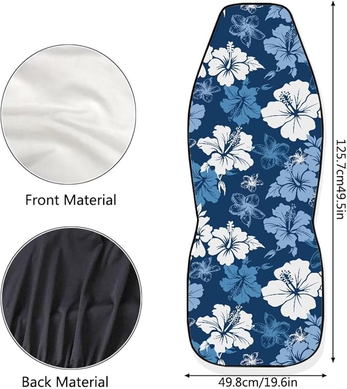 Hawaiian Flowers Front Car Seat Cover 2 Pcs Breathable Car Seat Covers for Front Seats Removable Automotive Accessories Easy Installation Universal Fit for Cars SUVs Sedans