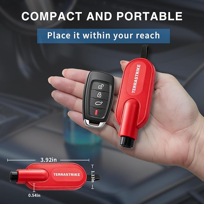Tool,2026 New Underwater Operable Car Glass Breaker and Concealed Seat Belt Cutting Tool, Auto Crash Survival Safety Device, 2 Pack Car Emergency Accessory (Red)