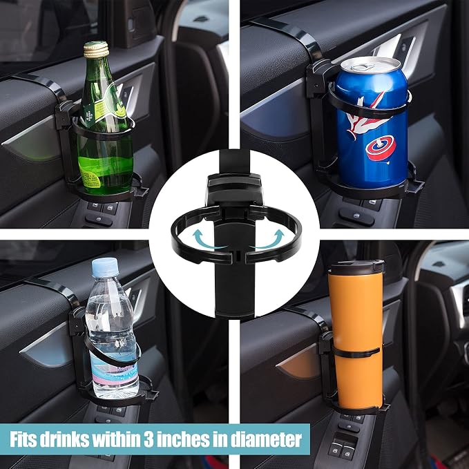 LITTLEMOLE 2PCS Car Cup Holder, Adjustable Folding Drink Holder | for Soda Cans, Water Bottles, Coffee Cup