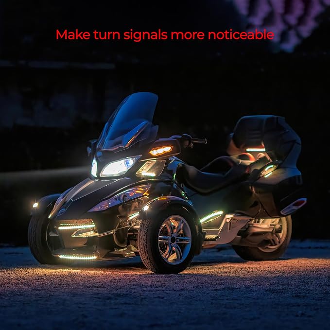 24PCS Underglow RGB LED Strip Light Kit DC 12V with 2 Red Blinking Brake Light Styles for Motorcycles Trikes Golf Carts ATVs UTVs – M24r