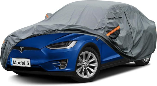 GUNHYI Premium Car Cover Custom Fit Tesla Model S (2012-2026), 16 Layers Heavy Duty Car Cover Waterproof All Weather with Zipper Door for Sun Rain Snow Dust Uv Protection