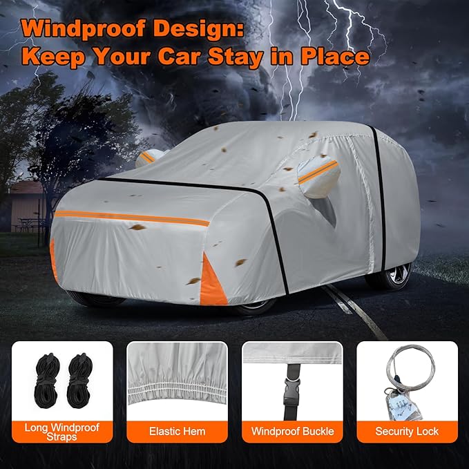 Car Cover for 2002-2026 Toyota 4runner, Waterproof Custom-fit All Weather Sun Rain UV Dust Snow Protection Outdoor 4runner Full Car Cover with Door Zipper and Cotton Lining-Gray