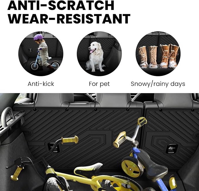 LASFIT All Weather Floor Mats for Honda Civic 2022-2026 - Back Protector | 3D laser custom fit for 22-26 Civic(Only fit Hatchback) | Flexible non-curl recyclable TPE | anti-slip & easy wash