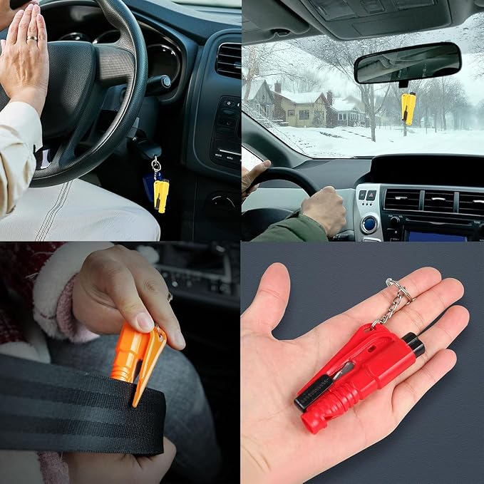 16Pcs Car Window Breaker Seatbelt Cutter Keychain, 3 in 1 Emergency Escape Tool | Glass Breaker and Seatblt Cutter for Car