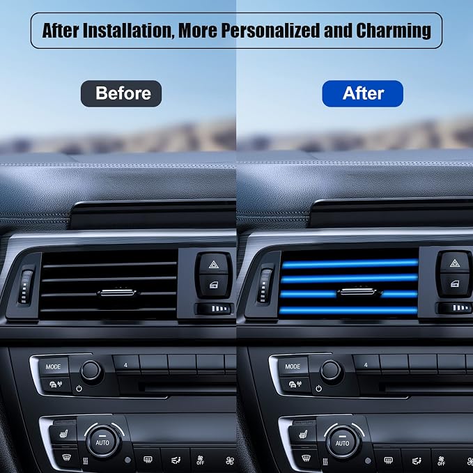 20 Pieces Universal Car Air Conditioner Vent Trim Decoration Strip Accessories, Waterproof Flexible Shiny Auto Car Interior Accessories for All Air Vent Outlet
