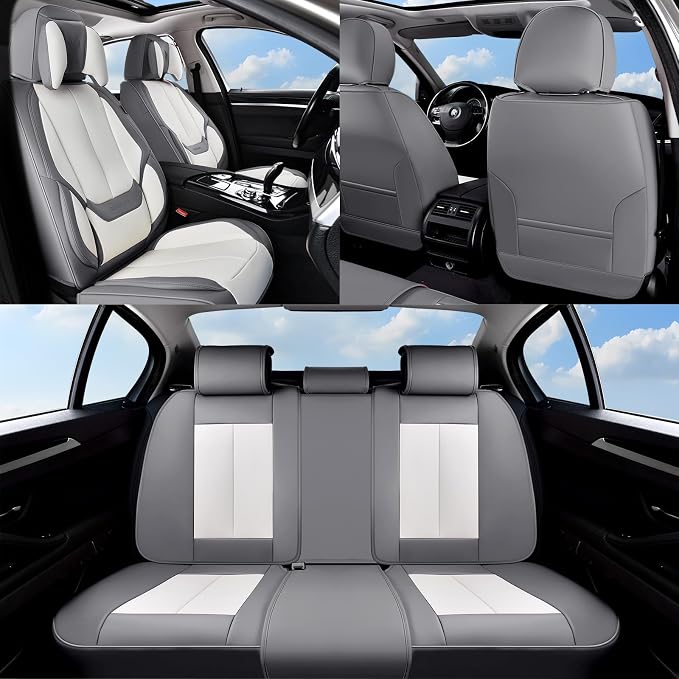 Coverado Car Seat Covers, Seat Covers for Cars, Waterproof Leather Auto Seat Protectors, Leather Car Seat Cushion, Car Interiors Accessories Universal Fit for Most Cars