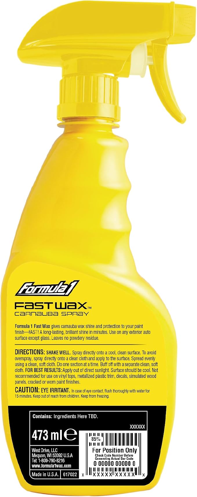 Formula 1 Fast Wax Carnauba Detailing Spray – Car Wax for Natural Gloss – Easy to Use Exterior Detailing Supplies for All Paint Finishes (16 ounce)