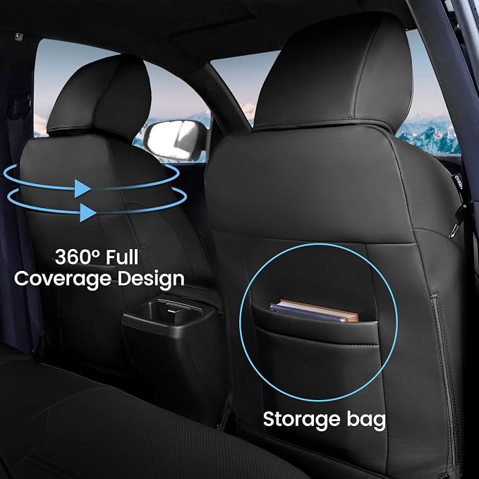 DrCarNow Super Cover for Toyota Tacoma Seat Covers 2016 2017 2018 2019 2020 2021 2022 2023, Crew Cab/Double Cab (Black and Red) Waterproof for Tacoma Leather Accessories(Not Fit the 4th Gen)
