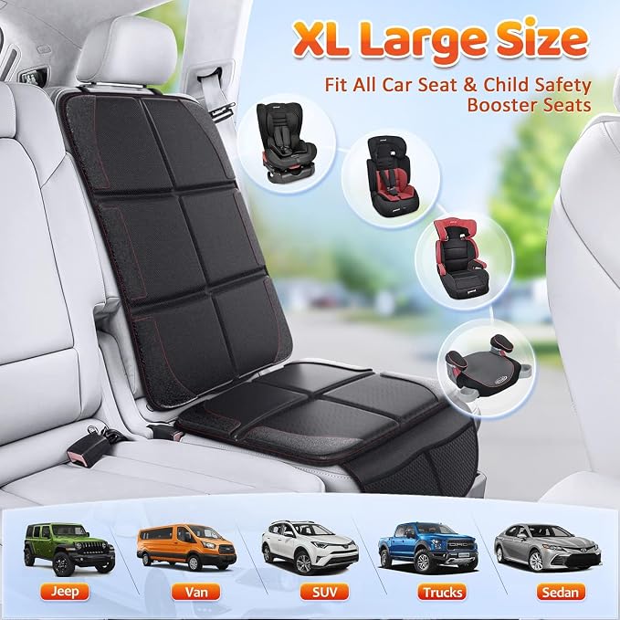 Gimars XL Thickened Car Seat Pad, Pack of 2, [ISOFIX Suitable], Universal Waterproof 600D Oxford Car Seat Protector with Mesh Pockets, Universal for SUVs, Cars and Trucks, Black