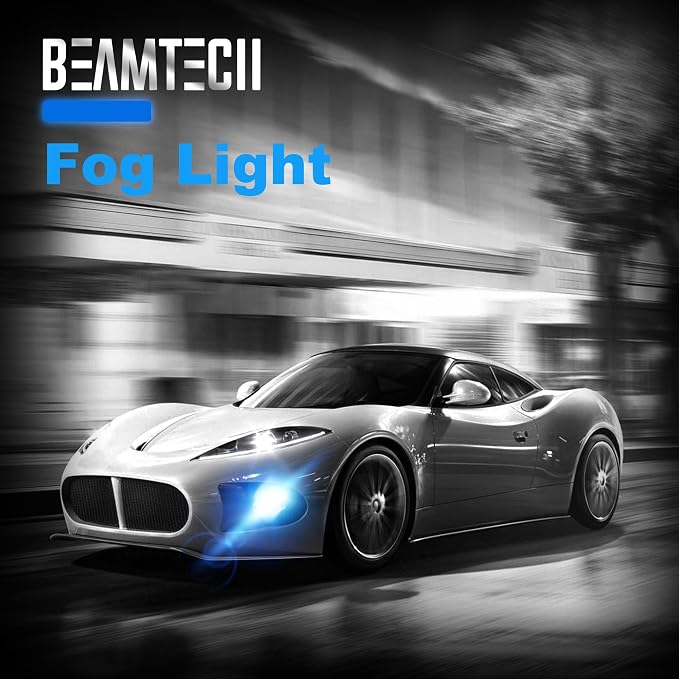 BEAMTECH 9012 Bulbs, G-XPower Chips 500% Brighter Fog Light, Pack of 2 | 6500K White Light Plug and Play