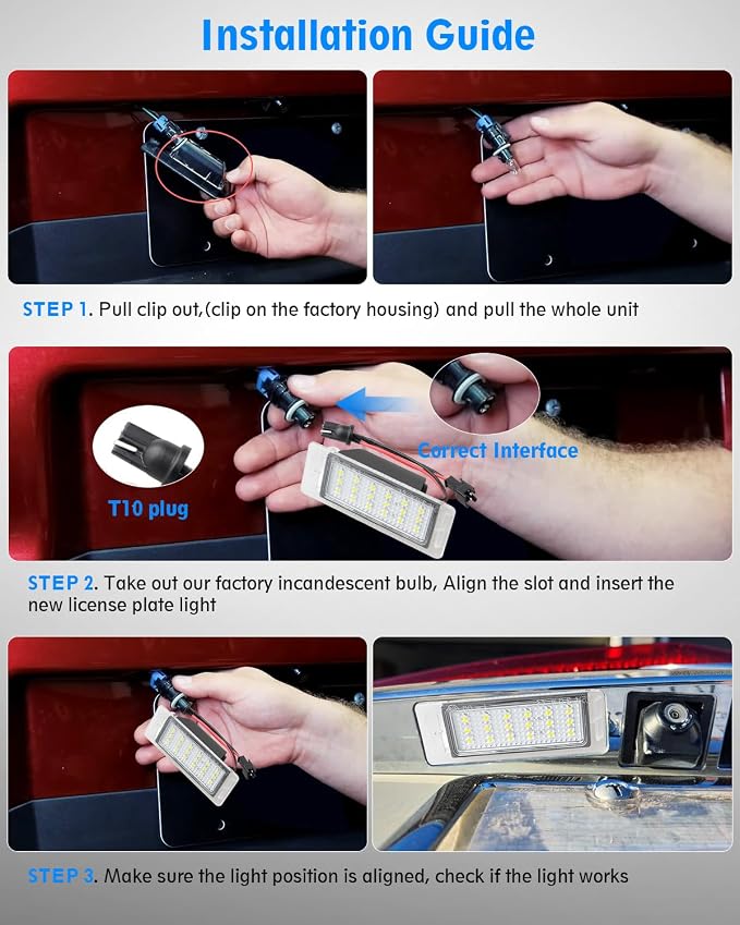 LED License Plate Light Lamp with Error Free Resistor Compatible with Chevy Corvette Camaro Equinox Impala Volt Cadillac Buick, 6000K White