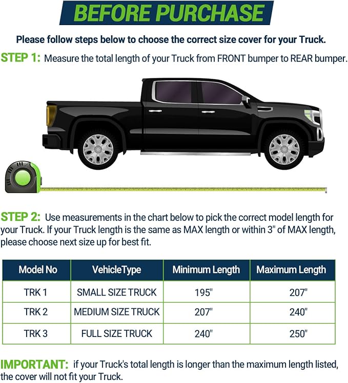 Season Guard Ultimate Plus Truck Cover,100% Waterproof Aluminium with Cotton Fleece and Breathable Fabric with Two Extra 19.6ft Windproof Tie Down Straps,Fits Truck up to 240"