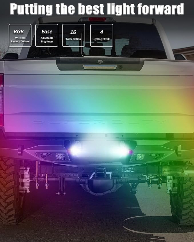 Bestview RGB LED License Plate Light Tag Lights Assembly Compatible with Chevy Silverado Suburban Tahoe GMC Sierra 1500 2500 3500 HD Escalade EXT, 16 Color Lighting