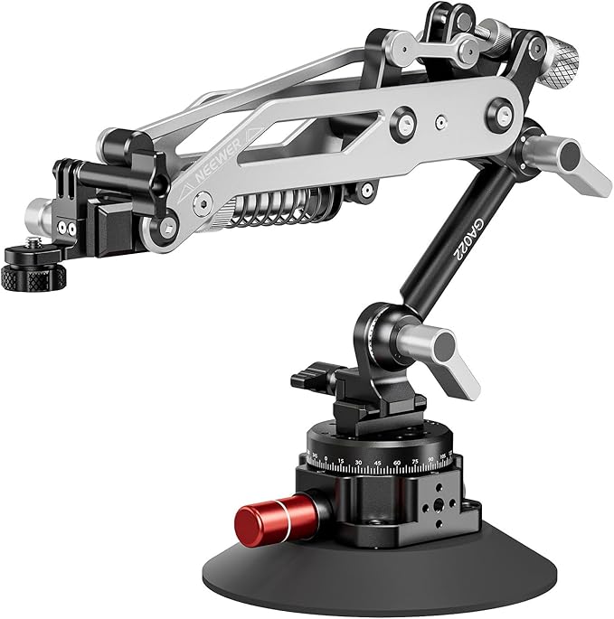 NEEWER GA022 Vacuum Suction Cup Car Action Camera Mount Hydraulic Boom Arm | NATO Rail, Compatible with DJI Osmo Pocket 3 4 Xtra Muse Action 5 Pro 6 Insta360 Luna Ultra X5 X4 GoPro Hero13 Adapter Holder