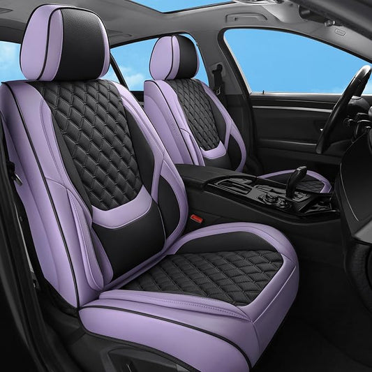 Car Seat Covers Full Set,5 Seat Leather Seat Covers for Cars,Front Seats and Back Seat Cover,Waterproof Car Seat Cushion Protectors,Universal Fit for Most Cars SUV Trucks (Purpel Black, Full Set)