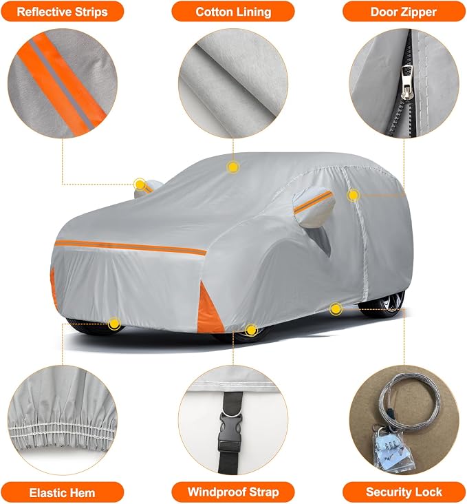 Car Cover for 2023-2026 Mazda CX-50/CX50, Waterproof Custom-fit All Weather Sun Rain UV Dust Snow Protection Outdoor CX50 Full Car Cover with Door Zipper and Cotton Lining-Gray