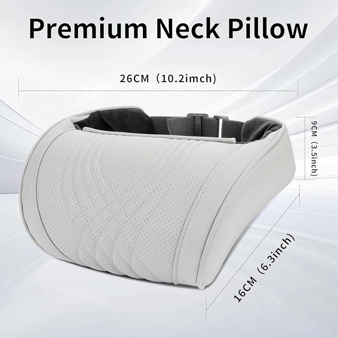 Car Neck Pillow for Driving Memory Foam Headrest Nappa Leather Head Rest for Most Cars SUV Home Office Traveling