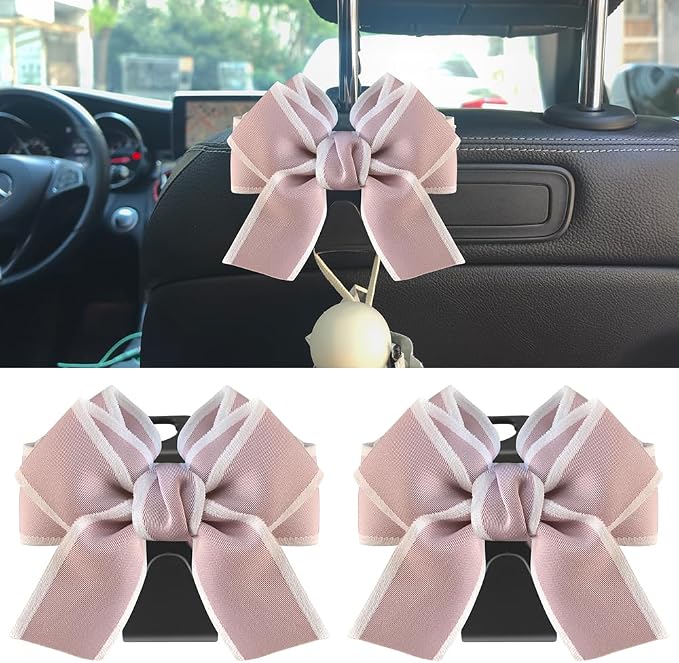 2-Pack Car Seat Headrest Hooks, Handbag Hangers, Pinkish-white | Storage organizer for handbags, clothes, coats and grocery bags; practical interior accessory for most cars and SUVs
