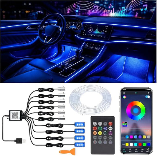 Interior Car LED Strip Lights with APP Control,10 in 1 RGB Multicolor with 315 inches Fiber Optic Ambient Lighting Kits,Car Neon LED Strip Lights with Music Sync Mode