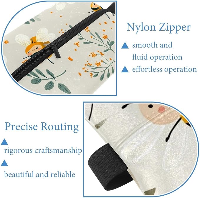 White Flower and bee (40) Car Tissue Holder, Hanging Tissue Holder in Car, Leather Car Napkin Holder for Universal Auto, Easy Use