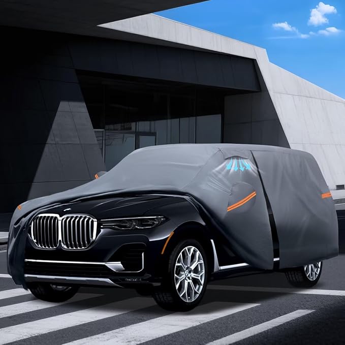 Large SUV Car Cover for BMW X7 (2018-2026) 100% Waterproof All Weather, Heavy Duty Outdoor Full Exterior Covers Rain Sun Wind UV Protection.