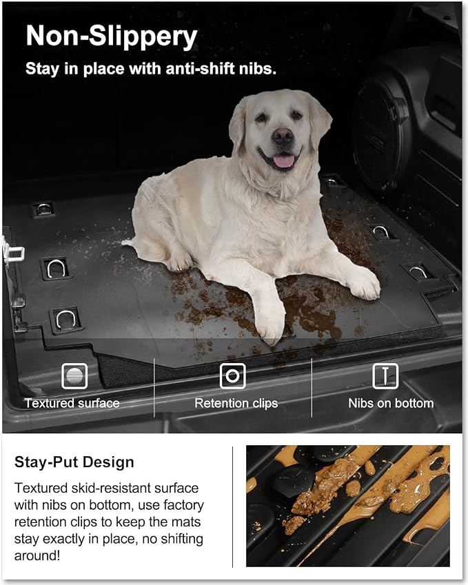 Kiwi Master Cargo Mat for 2018-2026 Jeep Wrangler JL 4-Door (Non 4xe) | Custom Fit All Weather Rear Cargo Liner, Heavy Duty TPE Tray Trunk Mat, Black