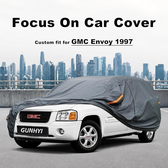 GUNHYI Premium Car Cover Custom Fit GMC Envoy(2002–2010), 16 Layers Heavy Duty Car Cover Waterproof All Weather with Zipper Door for Sun Rain Snow Dust Uv Protection