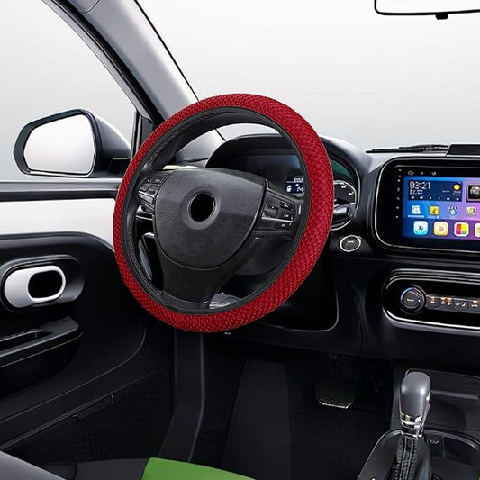 HAOBO Elastic Stretch Steering Wheel Cover, 15 Inch Automotive Steering Wheel Cover, Comfy Breathable Stretch Steering Wheel Protector, Ice-Silk Cloth Polyester Steering Wheel Cover for Men Women