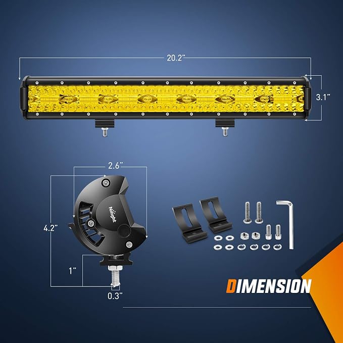 Nilight LED Light Bar 20Inch 420W Yellow Flood Spot Combo Triple Row Driving Lamp Roof Bumper Off Road LED Work Lights Pods for Van Camper Wagon Car Pickup Golf Cart ATV UTV SUV Truck Boat 4x4