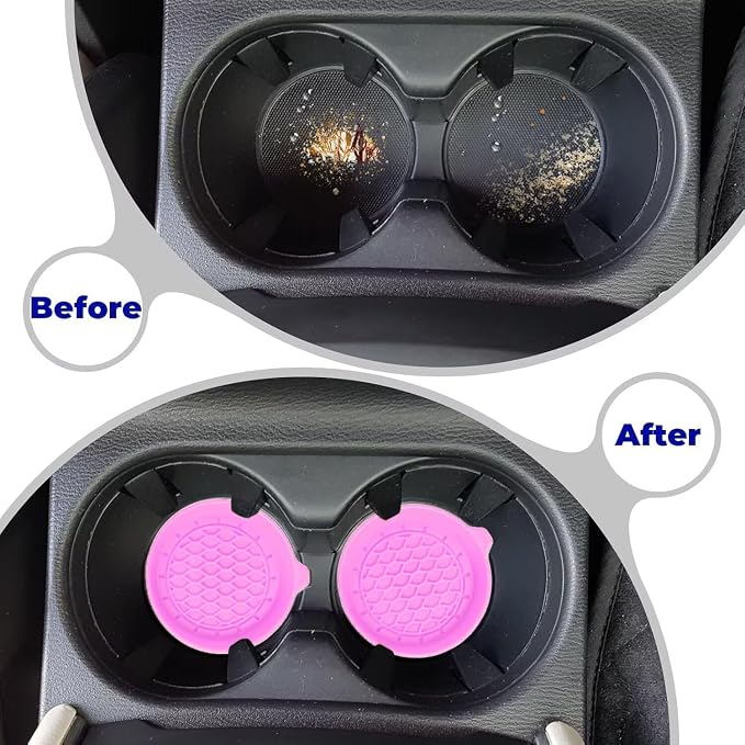 2 PCS Car Cup Coasters, Universal Cup Holder Coaster for Car Accessories, CupHolders Insert for Women Non-Slip Silicone Car Cup Holder Coasters