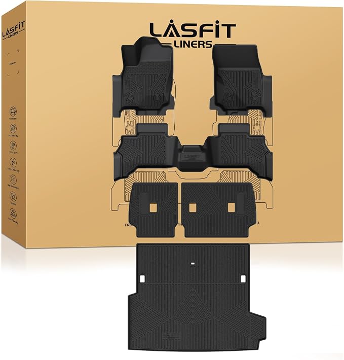 LASFIT Floor Mats for Toyota 4Runner 2025 (Only fit Hybrid) wtih Trunk mat&backrest mat, All Weather TPE Custom Fit Floor Liner for 4 Runner TRD/Limited/Platium 6th gen Front&Rear Car Mats, Black