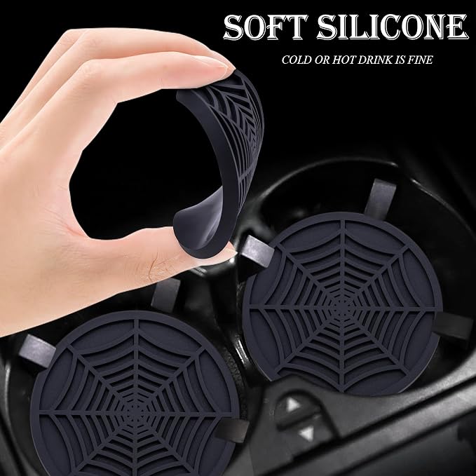 2PCS Car Cup Holder Coasters, 2.75 Inch Universal Non-Slip Insert Water Bottle Holder Pads, Car Interior Accessories Sets (Black)