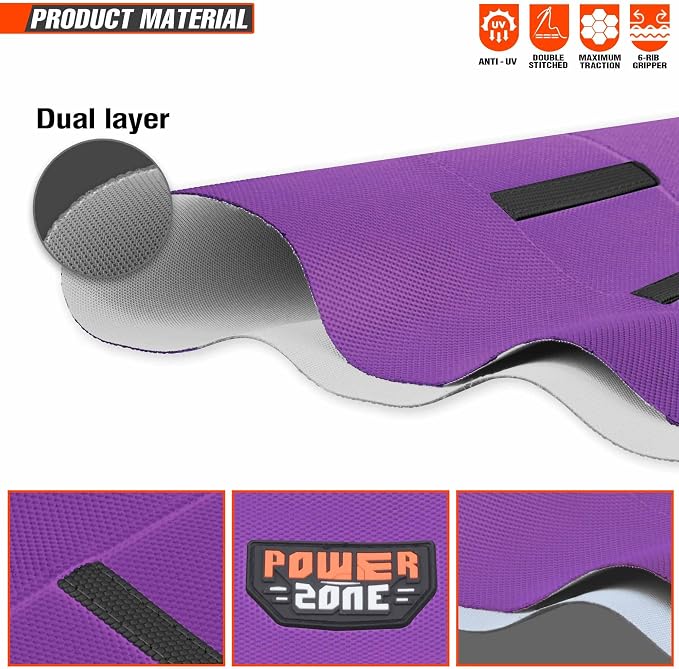 Motorcycle Universal Seat Cover Non-Slip Rubber Striped Gripper Soft Sewing for CRF WR WRF RMZ YZF SXF EXC EXC XC SX CR KLX Dirt Pit Bike Motocross Off Road (Purple)